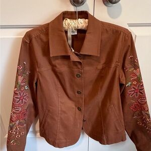 Coldwater Creek Brown Embroidered  Jacket